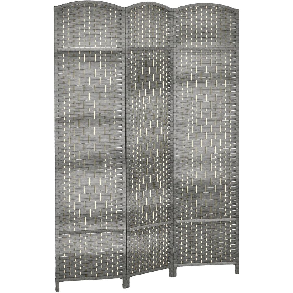 Room Divider Screen - Handgeweven PP 3-delige kamerverdeler met grenenhout,
