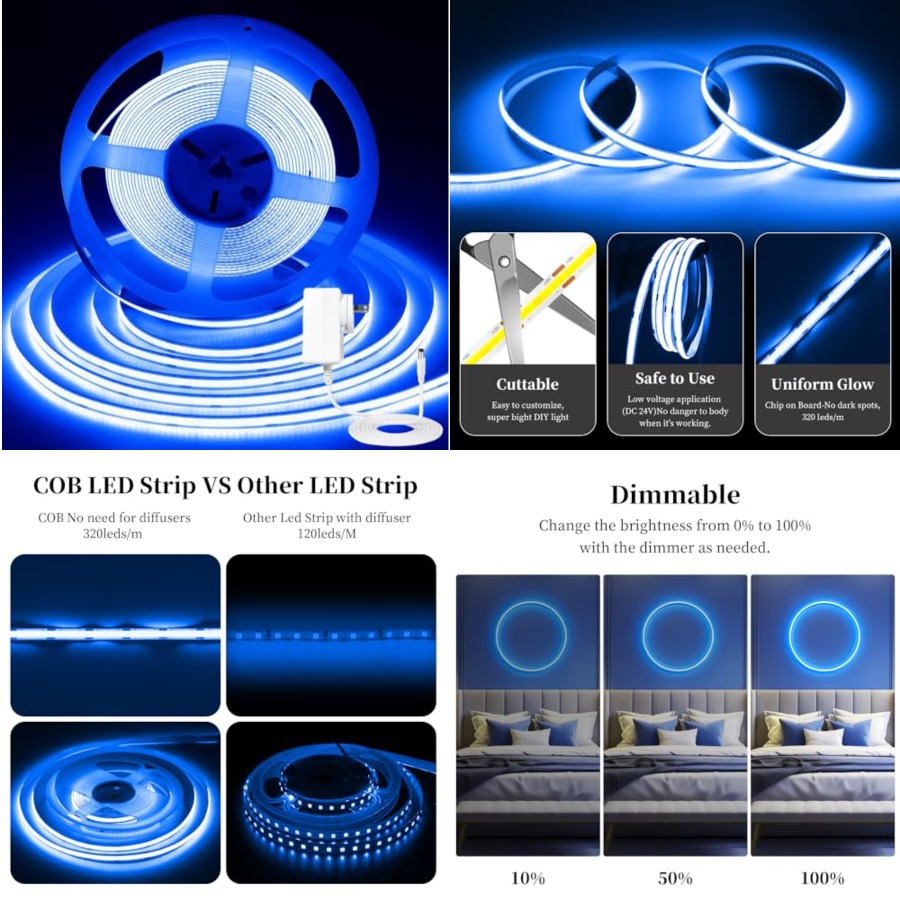 Led Strip Lights - 32,8ft/10M COB LED-strip, DC24V CRI 93+