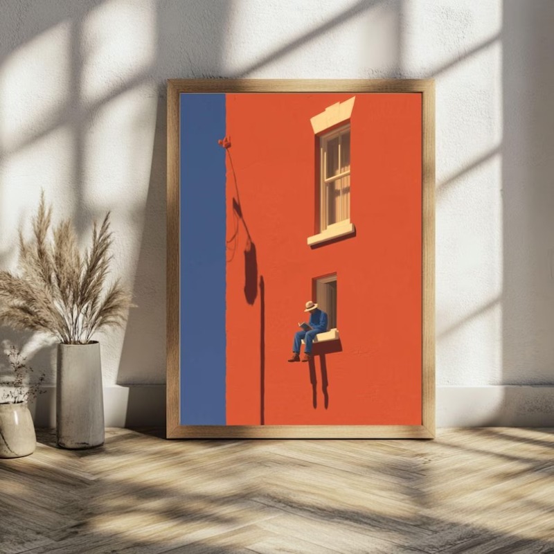Home Decor Catalog - Vintage minimalistische abstracte warme zonnige figuur