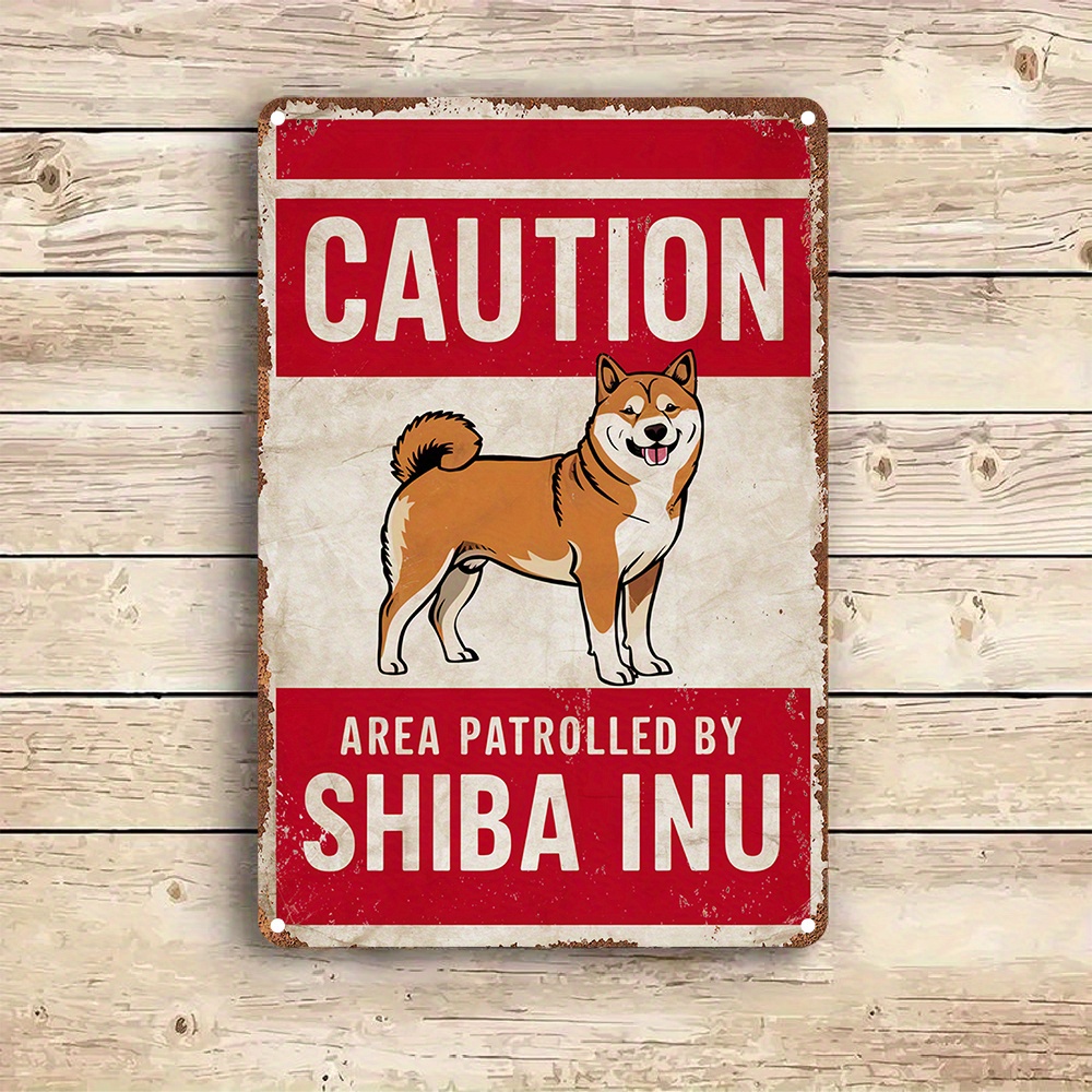 Home Decor Nearby - Vintage Shiba Inu waarschuwingsbord van metaal,
