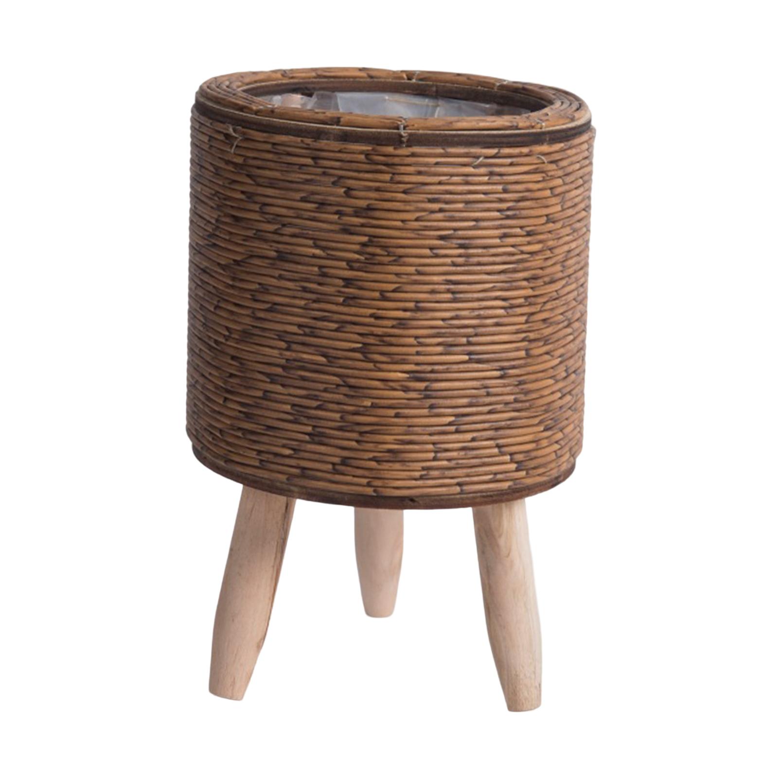 Rattan Plant Basket - 2x geweven manden met poten voor