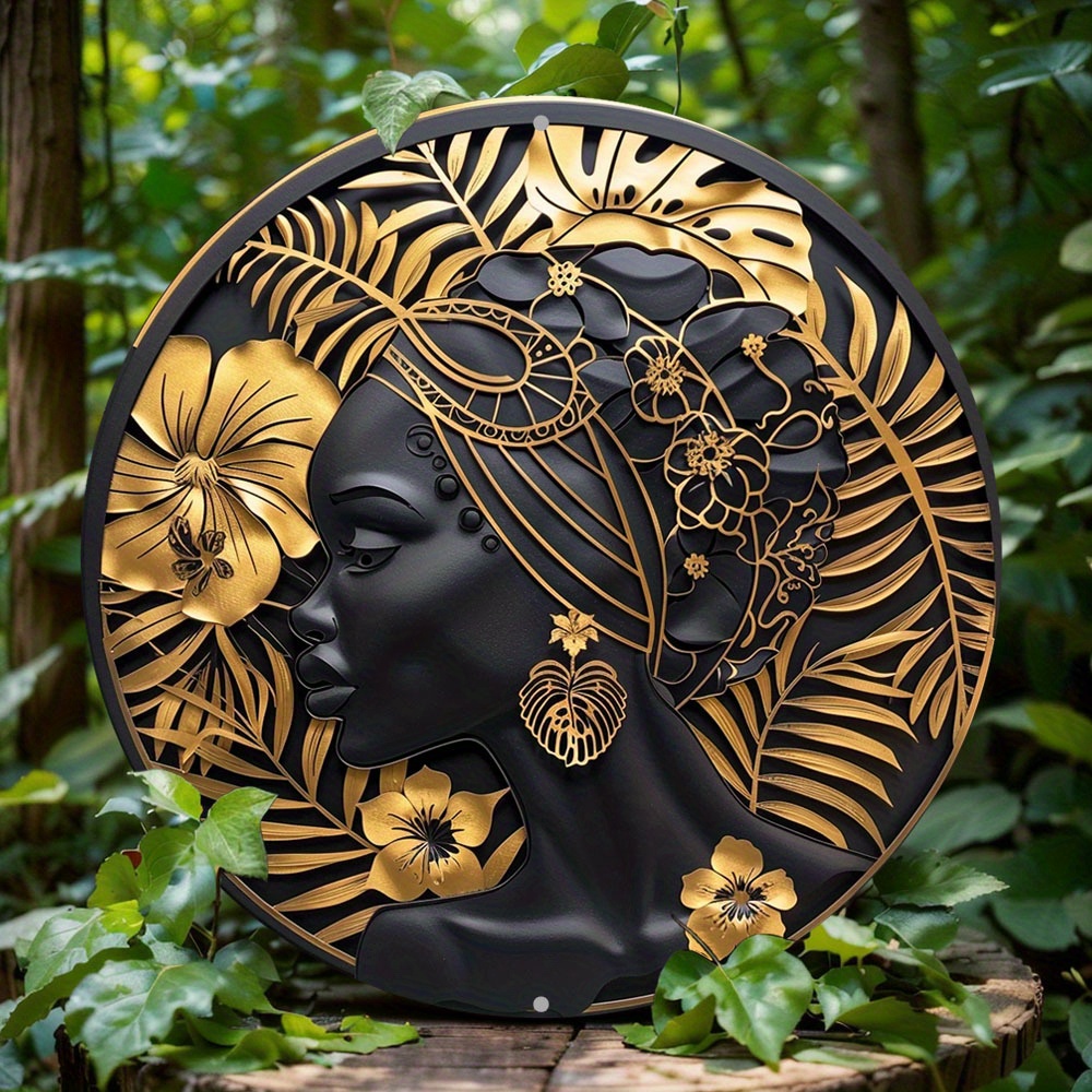 Home Decor Design Ideas - Decoratief Metalen Kransbord Met Afrikaanse Maskerthema-2d