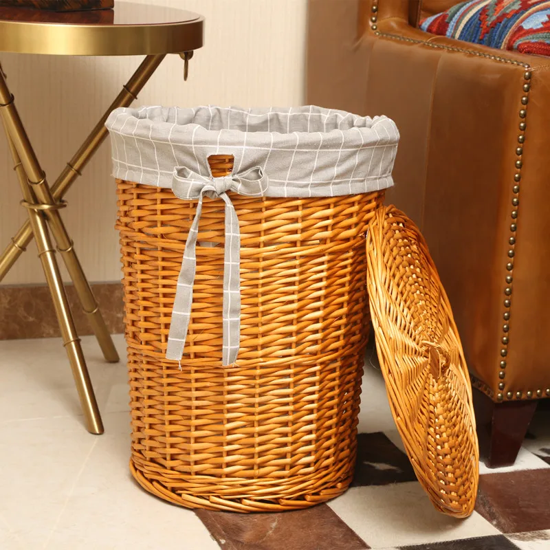 Rattan Plant Basket - Rotan Mand Stijlvolle Wasmand Met Deksel