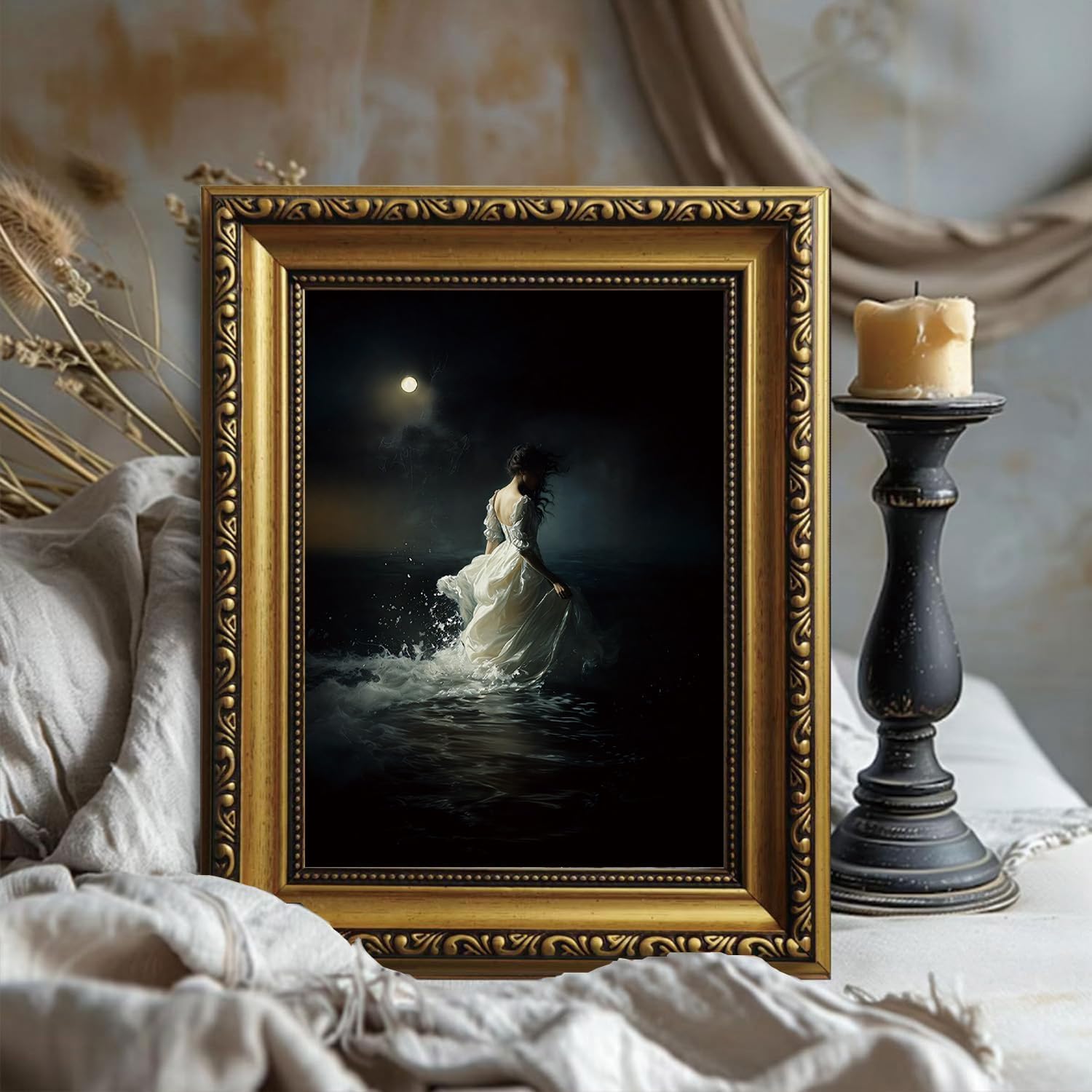 Home Decor Mirror - Inlijstde canvas wandkunst: Gotische romantische vrouw