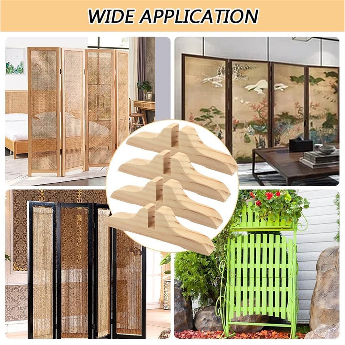 Room Divider Screen - PHONE&GEAR 4-delige houten kamerverdelerstandaard met schroeven,