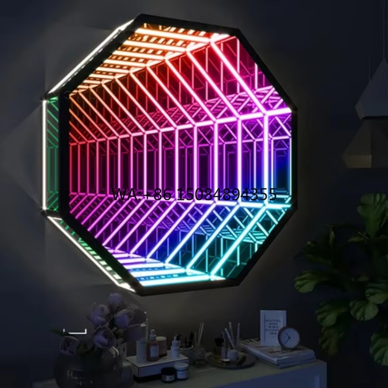 Home Decor Mirror - Octagonale 3D oneindigheidsspiegel licht tunnel spiegel