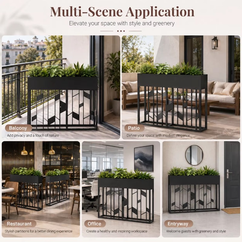 Matzwarte metalen plantenbak 8 - Room Divider Screen recensie en prijs