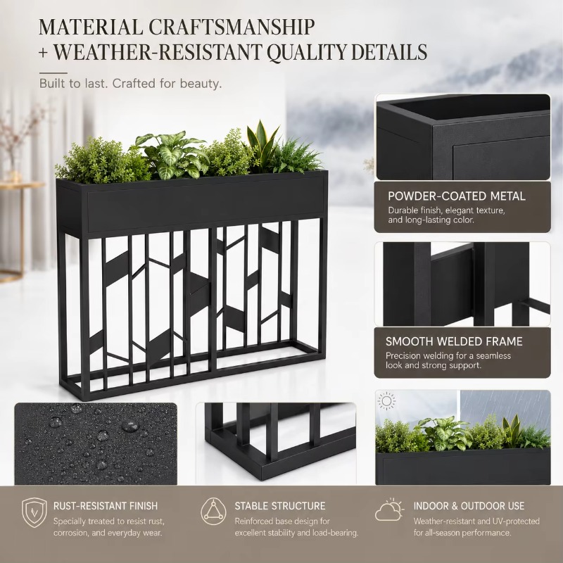 Matzwarte metalen plantenbak 8 - Room Divider Screen recensie en prijs