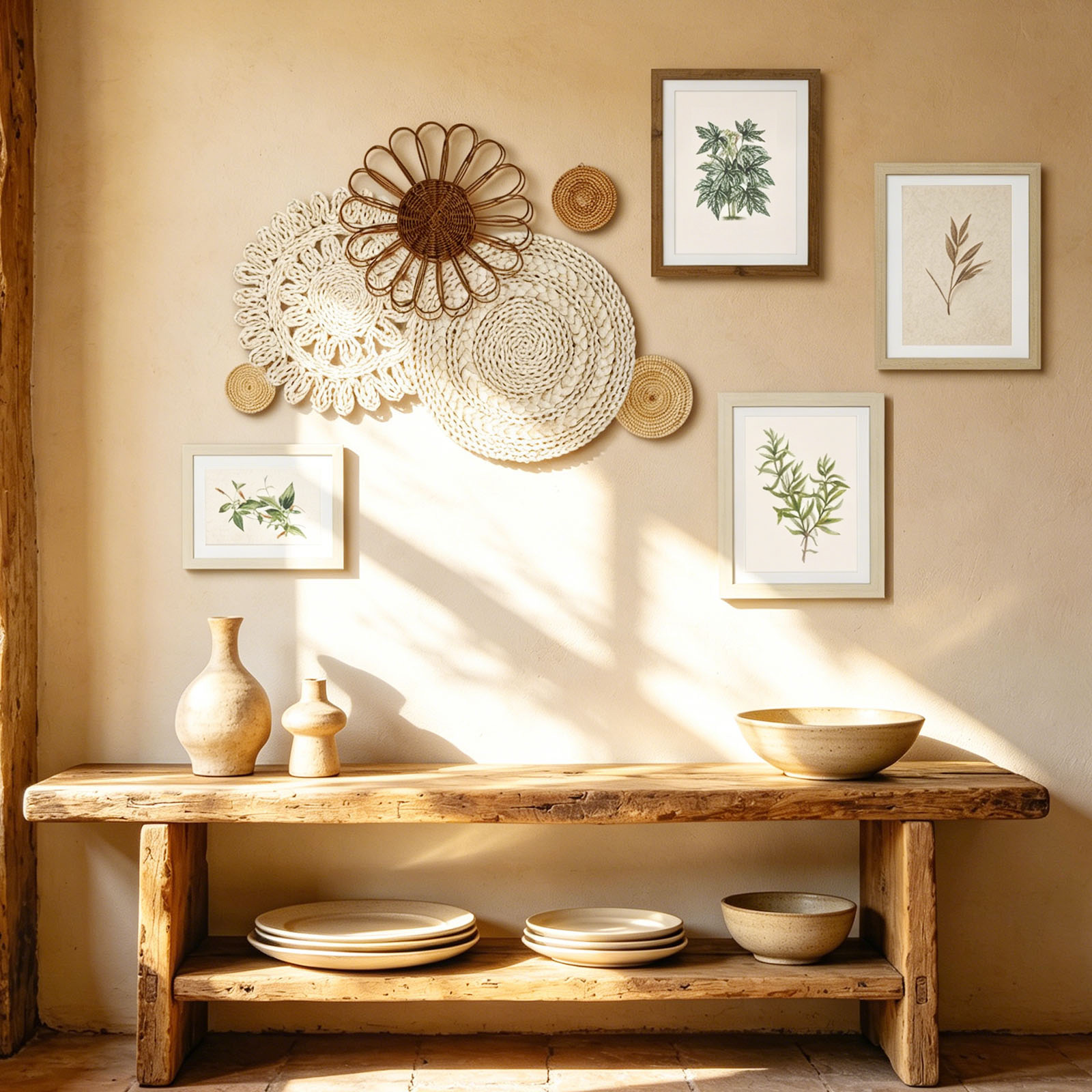 Boho wandmand van zeegras en r - Woven Wall Basket recensie en prijs