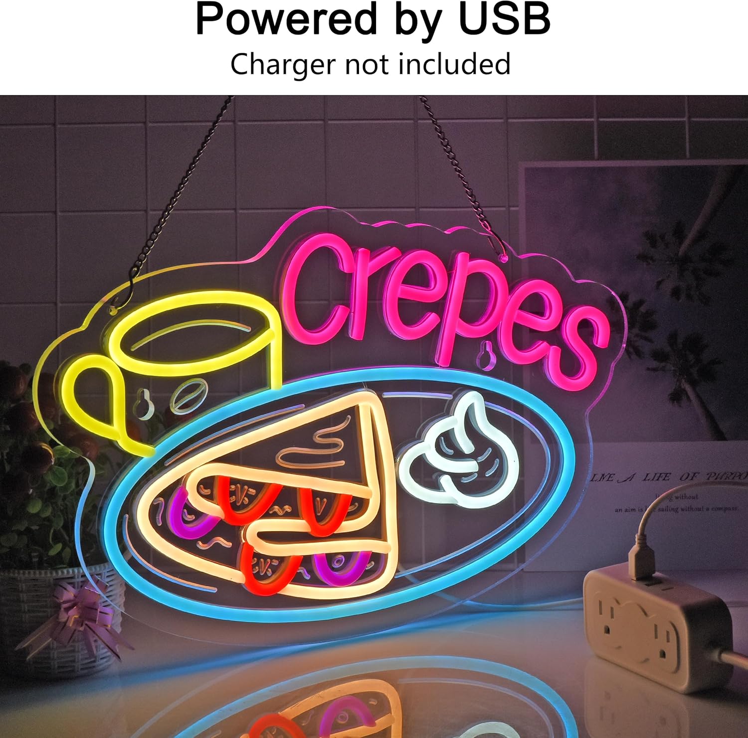 Crepes Neon Sign USB Powered L - Home Decor Nearby recensie en prijs