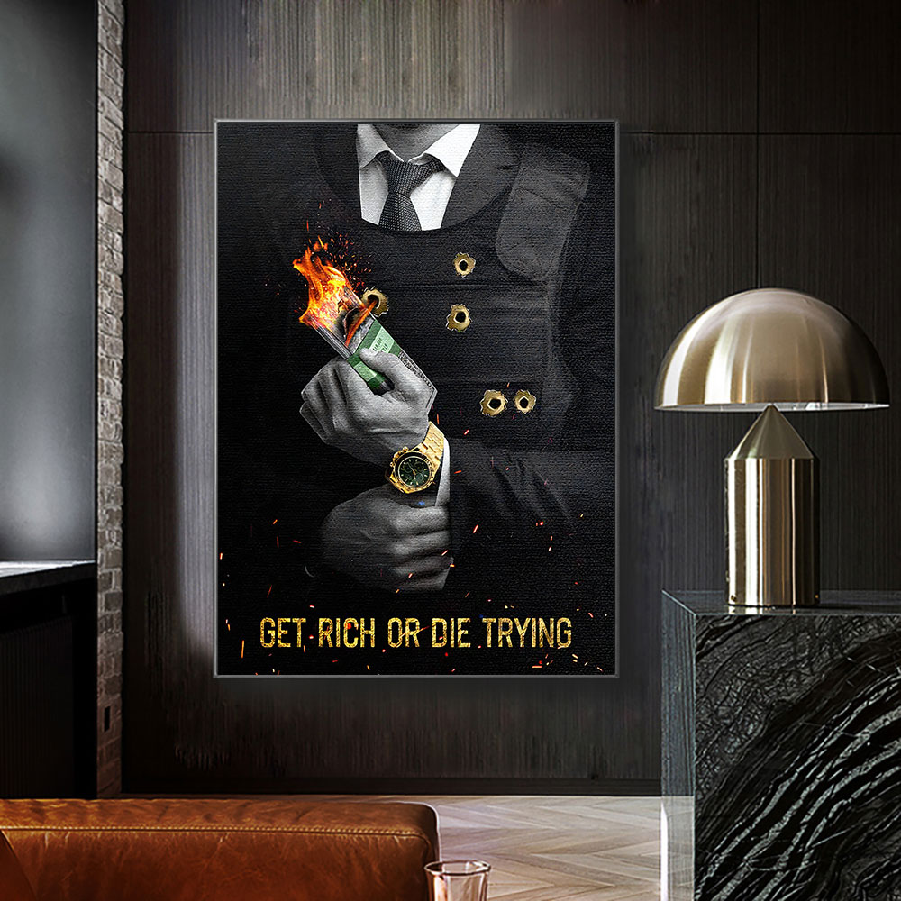 Motiverend citaat Get Rich or  - Home Decor Quotes On Wall recensie en prijs