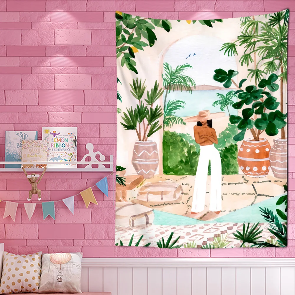 Tropische Groene Plant Meisje  - Home Decor Yoga recensie en prijs