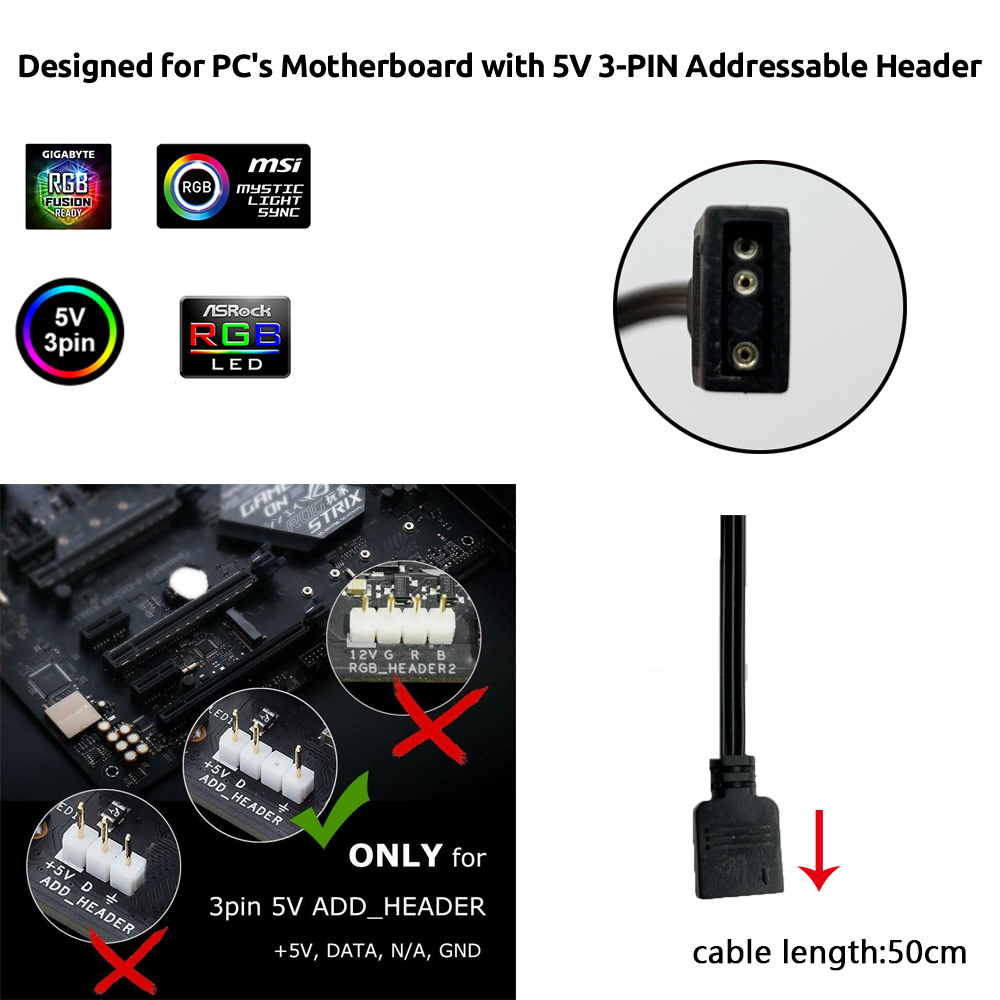 5V ARGB 3-pins header voor Asu - Led Strip Lights recensie en prijs
