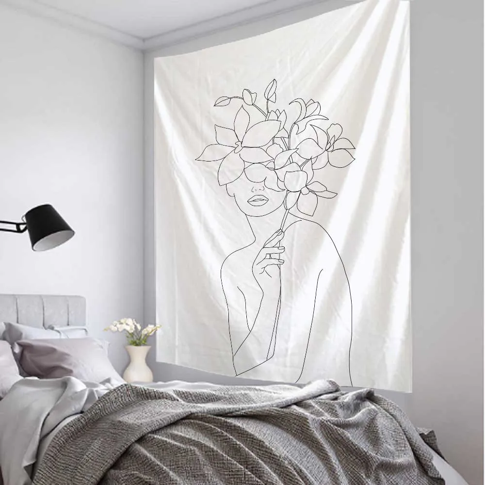 Eenvoudige Lijn Meisje Wandtap - Home Decor Yoga recensie en prijs